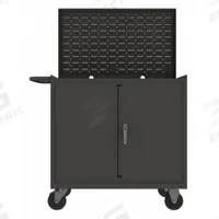 APPROVED VENDOR Steel Mobile Workstation with Louvered Storage: 42 1/2 in x 24 1/2 in, Steel, Gray (MPN 3112-32B-LU-5PO-95). Key specifications — Included Components: Handle on Side; Assembly: Fully Assembled; Brand: APPROVED VENDOR.