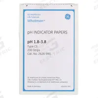 CYTIVA WHATMAN pH Indicator Test Strips: 1.8 pH to 3.8 pH, 0.2 pH Resolution, 4 in Overall Lg (MPN 2626-990). Key specifications — pH Resolution: 0.2 pH; Brand: CYTIVA WHATMAN.