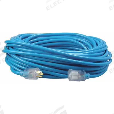 SOUTHWIRE Extension Cord: Outdoor Use, 100 ft Lg, Outlet, 5-15P, 12/3, SJTW, Blue - Outdoor Extension Cords with Single Outlet