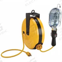 APPROVED VENDOR Extension Cord Reel with Hand Lamp: 25 ft Cord Lg, 16 AWG, SJT, 5-15P Feeder End (MPN 1W943). Key specifications — attr1327204: APPROVED VENDOR; attr1327206: 5-15P; attr1327208: 5-15R; attr1327197: 120V AC.