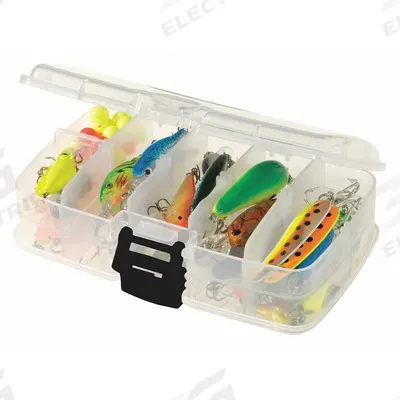 PLANO MOLDING Compartment Box: 6 1/4 in x 3 7/8 in x 2 in, Clear, 20 Compartments - Small Parts Compartmented Boxes with Adjustable Dividers