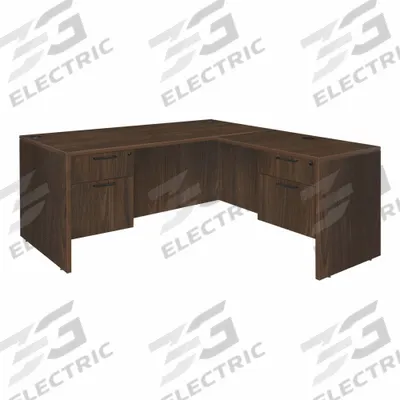 REGENCY Desk: Particle Board, Walnut, 2 Pedestals, 4 Drawers, 60 in Overall Wd - Pedestal Desks