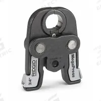 RIDGID Press Jaw: 3/4 in Pipe, Stainless Steel, For Viega MegaPress, Compact Tool Types (MPN 48438). Key specifications — attr518773: Jaws; attr518762: Stainless Steel; attr518771: Steel; attr518761: Viega MegaPress; attr518760: RIDGID.