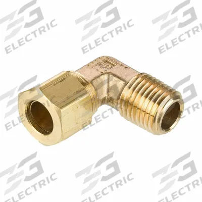 PARKER Compression Fitting Elbow: 1/4 in OD x 1/8 in Pipe Fitting Size, Compression x MNPT - Standard Sleeve Brass Compression Fittings