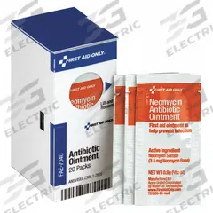 FIRST AID ONLY Topical Antibiotic Ointment: Ointment, Neomycin Sulfate, 0.9 g Size, 20 PK (MPN FAE-7040). Key specifications — Format: Ointment; Product Type: Topical Antibiotic; Unit Package Type: Packet; Active Ingredient: Neomycin Sulfate; Manufacturer Part Number: FAE-7040; Unitized: Unitized; Concentration: 3.5 mg; Brand: FIRST AID ONLY.