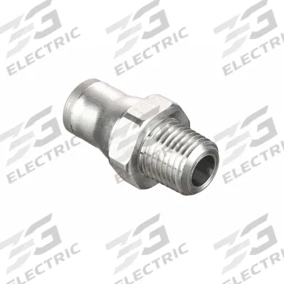 LEGRIS Push-Fit Adapter Fitting: 1/4 in Pipe x 10 mm OD Size, MNPT x Push-to-Connect - Stainless Steel Tube Fittings
