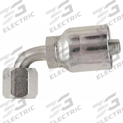 PARKER Hydraulic Crimp Fitting: Steel x Steel, 90° Elbow, -6 For Hose Dash Size - Parker Crimp Hydraulic Hose Fittings with Inverted Flare Connection