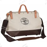 KLEIN TOOLS Tool Bag: 18 in W x 6 in D x 15 in H, Brown, Canvas, 13 Pockets, 13 Inside Pockets (MPN 5102-18SP). Key specifications — Color: Brown; Brand: KLEIN TOOLS; Material: Canvas.