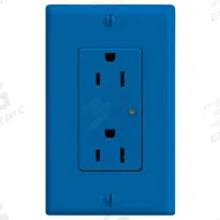 LEVITON Receptacle: Decorator Duplex, 5-15, Blue, 125V AC, 15 A, 2 Pole / 3 Wire (MPN 5280-B)