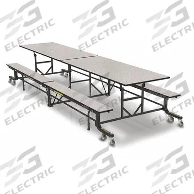 PALMER HAMILTON Cafeteria Bench Table: White Nebula, Bench Seat, 27 in Overall Ht - Bi-Fold Cafeteria Tables