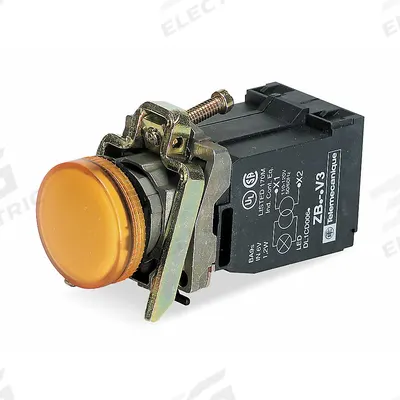 SCHNEIDER Pilot Light: 22 mm Panel Mounting Size, Orange, Incandescent - Incandescent Pilot-Lights