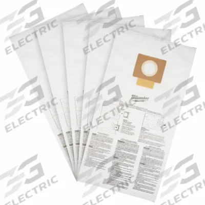 MILWAUKEE Vacuum Bag: Milwaukee, 0920-20/0920-22HD, Wet/Dry, Fleece, 5-Ply, Std - Shop Vacuum Bags