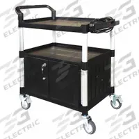 APPROVED VENDOR Media Cart with Cabinet: Black, 37 1/4 in Overall Ht, 32 5/8 in Overall Wd (MPN 45NP02)
