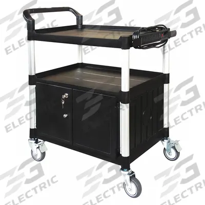 APPROVED VENDOR Media Cart with Cabinet: Black, 37 1/4 in Overall Ht, 32 5/8 in Overall Wd (MPN 45NP02) - Media Carts