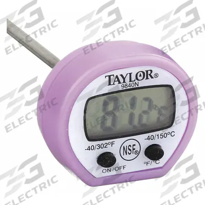 TAYLOR Digital Thermometer: Allergy, LCD, 5 in Overall Lg, 1/8 in Dia - Digital Thermometers for Food