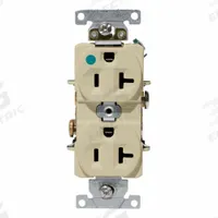 LEVITON Plugs and Receptacles: Hospital Grade, Duplex, 5-20R, Ivory, 125V AC, 20 A, 2 Pole / 3 Wire (MPN C8300-I)