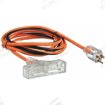 APPROVED VENDOR Extension Cord: Outdoor Use, 10 ft Lg, 3 Outlets, 5-15P, 14/3, SJTW - Outdoor Extension Cords with Multiple Outlets