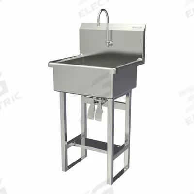 SANI-LAV Wash Station: 46 1/2 in Overall Ht, 20 in Bowl Lg, 9 in Bowl Dp, 0.5 gpm Flow Rate - One-Station Freestanding Hand Sinks with Faucets