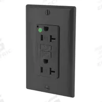 LEVITON GFI Receptacle: Hospital Grade Fed. Spec., Decorator Duplex, 5-20R, Black, GFCI, 125V AC (MPN GFTR2-HGE)