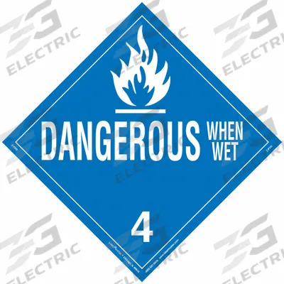 LABELMASTER Dangerous When Wet Placard: Dangerous When Wet, 10 3/4 in x 10 3/4 in, Vinyl - Class 4: Flammable Solids