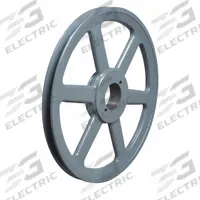 APPROVED VENDOR V-Belt Pulley: BK100, 1 Groove, 9.75 in OD, Bushed Bore, H/QT, Cast Iron. Key specifications — Pulley Industry Number: BK100; Pitch Diameter: 9.4 in (5L, B); For Belt Section (broad, with similar types): 5L, B, or BX.