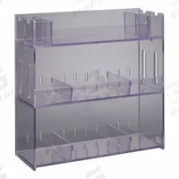 Lab Bulk Bin: 6 1/2 in Overall Wd, 18 3/8 in Overall Ht, 18 3/4 in Overall Lg, PETG, Clear, Benchtop (MPN BENCHTOP18). Key specifications — Material: PETG; Mounting Location: Benchtop; Color: Clear; Product Type: Multi Organizer; Total Holding Capacity: (3) Levels for Misc Lab Supplies; Brand: POLTEX.