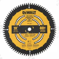DEWALT Circular Saw Blade: 10 in Blade Dia., 80 Teeth, 0.1 in Cut Wd, 5/8 in Arbor Size, Finishing (MPN DWA11080). Key specifications — attr1116119: DEWALT; attr1145631: Softwood.