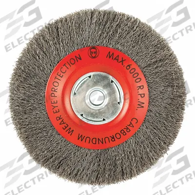 APPROVED VENDOR Wire Wheel Brush: Crimped Steel, 8 in Dia x 3/4 in Wd, 5/8 in Arbor - Light-Cleaning Brushes for Carbon Steel