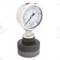 KODIAK Pressure Gauge with Diaphragm Seal: 0 psi to 200 psi, KC301, 2 1/2 in Dial, PTFE, PVC, Bottom (MPN KC301L25200/PLDS-PVC-T11). Key specifications — Brand: KODIAK; Gauge Case Liquid: Glycerin; Seal Fill Liquid: Mineral Oil; Gauge Case Material: 304 Stainless Steel; Seal Lower Housing Material: PVC; Accuracy: ±1.60%; Gauge Wetted Parts: Stainless Steel.