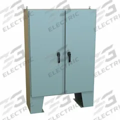 HAMMOND Electrical Enclosure: Steel, 60 in x 48 in x 19 in, NEMA 12/13/3R/4, w/Panel, Solid Cover (MPN HN4FM604818). Key specifications — Closure Method: Handle; Brand: HAMMOND; Knockouts: Not Included.