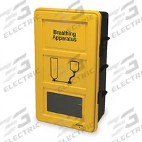 ALLEGRO SCBA Wall Cabinet: Case, Plastic, Black/Yellow, Shelf, 13 in Lg (MPN 4100). Key specifications — Storage Type: Case; Material: Plastic; Color: Black/Yellow; Includes: Shelf; Brand: ALLEGRO.