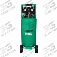 SPEEDAIRE Air Compressor: Quiet, Oil Free, 26 gal, Vertical, 2 hp, 5.2 cfm @ 90 psi, 120 VAC, 15 A (MPN 787U81). Key specifications — attr48686: Oil Free; attr48685: 120 VAC; attr48689: 3.9 cfm; attr48678: 15 A; attr48671: SPEEDAIRE; attr124308: Quiet (less than 75 dBA).