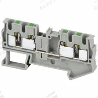 SCHNEIDER Terminal Block: DIN Rail Mounting Type, Push-In Wire Termination, 4 Wire Terminals, 30 A (MPN NSYTRP44). Key specifications — Brand: SCHNEIDER; For Minimum Wire Size: 24 AWG.