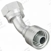AEROQUIP Hydraulic Crimp Fitting: Steel x Steel, 45° Elbow, -12 For Hose Dash Size, ORS x Crimp (MPN 1AA12FRA10). Key specifications — Fitting Gender: Female x Genderless; Fitting Connection Type: ORS x Crimp; For Hose Dash Size: -12; Thread Size: 1-3/16"-12; Brand: AEROQUIP.