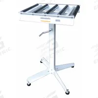 APPROVED VENDOR Material Support Table: 14 11/16 in Overall Wd, 26 1/2 in Min. Ht, 43 1/2 in Max. Ht (MPN 33VE04). Key specifications — Brand: APPROVED VENDOR; Stand Material: Steel; Color: Silver; Overall Length: 1 ft 5 in.