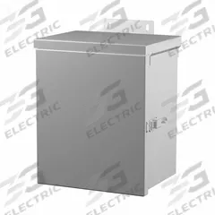 HAMMOND Junction Box: Galvanized Steel, 12 in x 10 in x 6 in, 3R, Solid Cover, Hinged, Included (MPN C3R12106HCR). Key specifications — Brand: HAMMOND; Closure Method: Latches; Knockouts: Included.