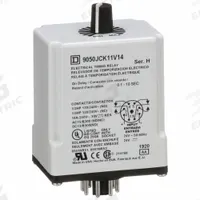 SCHNEIDER Single Function Time Delay Relay: Socket Mounted, 24V AC/DC, 10 A, 8 Pins/Terminals (MPN 9050JCK11V14). Key specifications — Contact Rating (AC): 10 A @ 120/240V; Brand: SCHNEIDER.