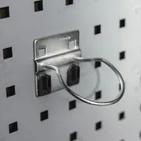 KENNEDY Single Ring Tool Holder: 3 in x 2 1/4 in x 2 3/8 in, 2 Hooks, 3 in Hook Dp, Locking Clip (MPN 99839). Key specifications — Mounting Type: Surface; Finish: Zinc-Plated; Color: Silver; Accessory Type: Single Ring Toolholder; Locking System: Locking Clip; Material: Steel; Brand: KENNEDY.