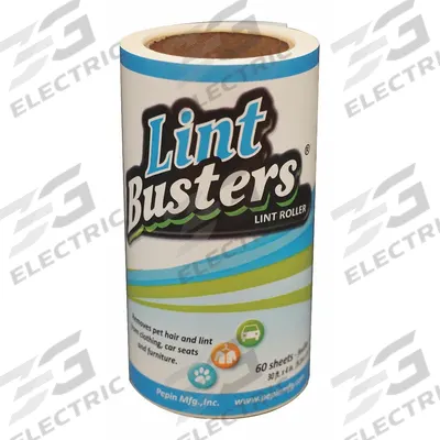 LINT BUSTER Lint Roller Refill: 60 Sheets, 6 in Sheet Lg, 4 in Sheet Wd - Lint Roller Refills