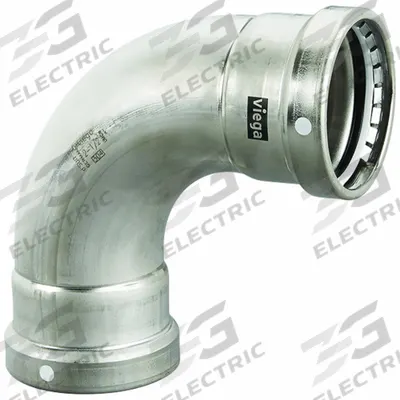 VIEGA MEGAPRESS Crimp Elbow Fitting: 2 1/2 in Pipe x 2 1/2 in Pipe Size, Press-fit x Press-fit - Stainless Steel Press Fittings