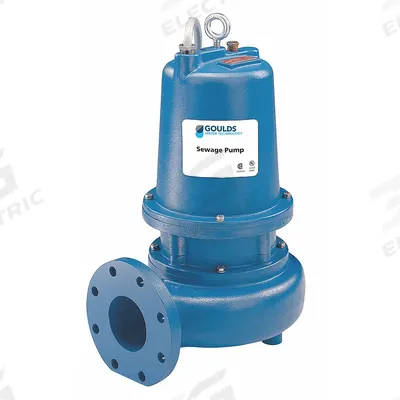 GOULDS Sewage Ejector Pump: Cast Iron, Three Phase, 5 hp, 230V AC - Non-Clog Sewage Ejector Pumps