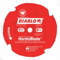 DIABLO Circular Saw Blade: 7 1/4 in Blade Dia., 4 Teeth, 0.07 in Cut Wd, 5/8 in Arbor Size (MPN D0704DH). Key specifications — attr1116119: DIABLO; attr1145631: Fiber Cement.