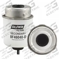 BALDWIN FILTERS Fuel Filter Element: Cartridge, 5 7/16 in Overall Lg, 3 1/8 in Outside Dia, Diesel (MPN BF46040-D). Key specifications — attr1137520: BF46040-D; attr434022: BALDWIN FILTERS; attr427730: Cellulose; attr427731: Attached Grommet; attr1017112: Buses; attr1017113: Ingersoll-Rand.