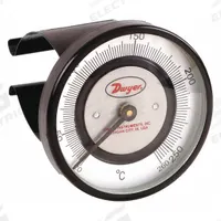 DWYER Clip Pipe Mount Dial Thermometer: 20°C to 260°C, +/- 2% Accuracy, 2 in Dial Dia (MPN STC172). Key specifications — Accuracy: +/- 2%; Brand: DWYER.