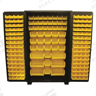 JAMCO Bin Cabinet: 48 in x 24 in 78 in, 0 Shelves, 176 Bins, Yellow, Flush, 14 ga Panel - Standard Bin Cabinets