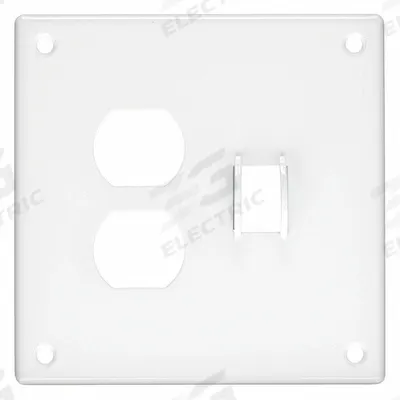HUBBELL Wall Plate: Combo, 2 Gang, White - Combination Wall Plates