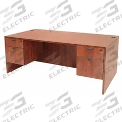 REGENCY Office Desk: Melamine, Cherry, 2 Pedestals, 4 Drawers, 60 in Overall Wd, 29 in Overall Ht (MPN LDP6030CH). Key specifications — Desktop Material: Melamine; Includes Modesty Panel: Yes; Kit Product Type: Rectangular Office Desk; Desktop Color: Cherry; Brand: REGENCY; Frame Color: Cherry; Frame Material: Melamine; Product Type: Rectangular Office Desk.