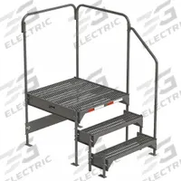 EGA Work Platform: 2.3 ft Platform Ht - Max, 34.6 in x 39 in, Steel, 500 lb Load Capacity (MPN CW7-27-3-3). Key specifications — Folding: Not Foldable; Mobility: Stationary; Use Location: Indoor; Brand: EGA; Color: Gray; Exit Direction: Left; Height Adjustability: Adjustable Height; Includes Handrails: Handrails Included.