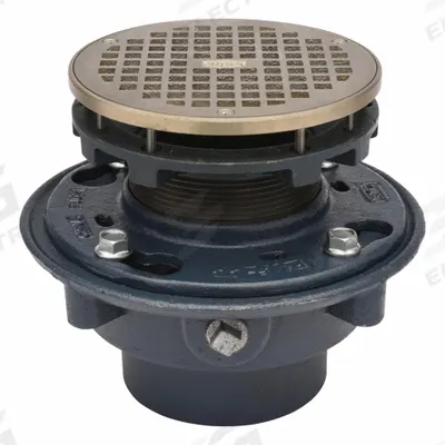 ZURN Floor Drain: 8 3/8 in Overall Dia, 6 1/4 in Grate Size, 3 in Nominal Pipe Size - General Purpose Floor Drains