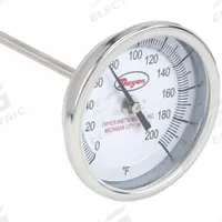 DWYER Long Reach Dial Thermometer: 0°F to 200°F, +/- 1% Accuracy, 3 in Dial Dia, 1/2 in Thread Size (MPN BTLRN312101). Key specifications — Accuracy: +/- 1%; Housing Material: Stainless Steel; Brand: DWYER.